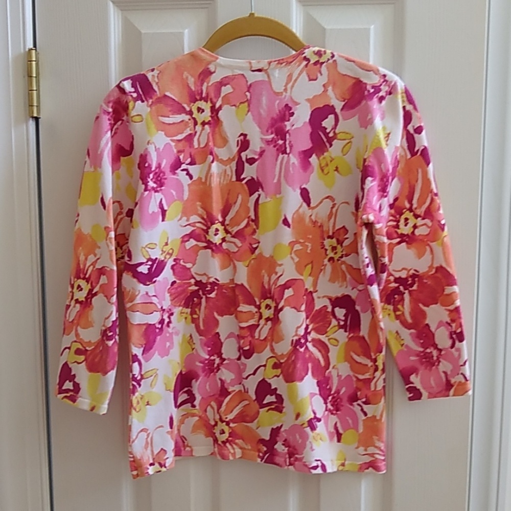 BEAUTIFUL floral cotton cardigan 3/4 sleeve - Picture 2 of 4
